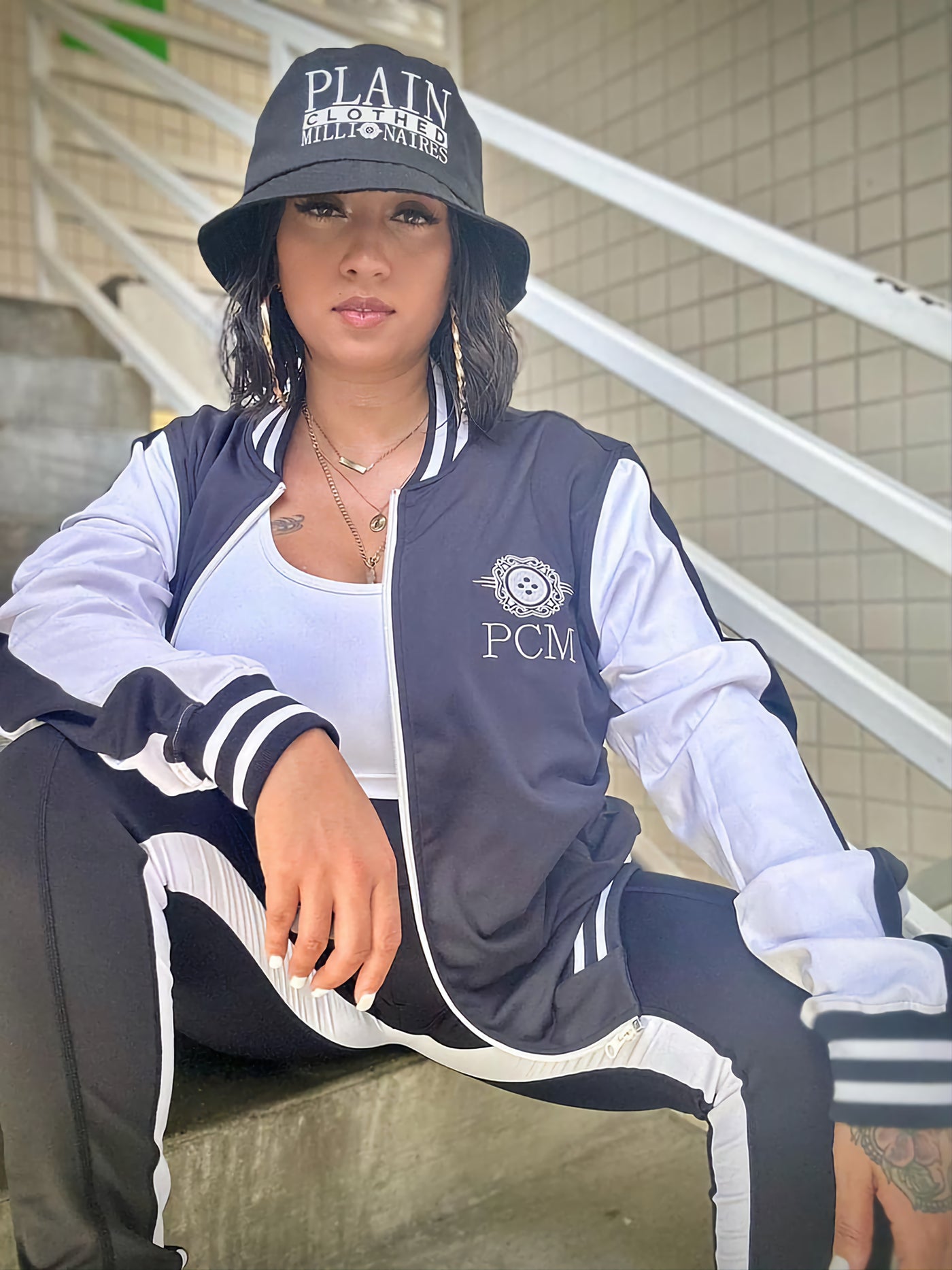 "Effortless" 3 Pc Tracksuit BLK/White by Plain Clothed Millionaires