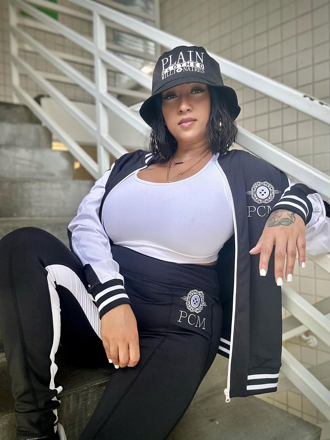 "Effortless" 3 Pc Tracksuit BLK/White by Plain Clothed Millionaires