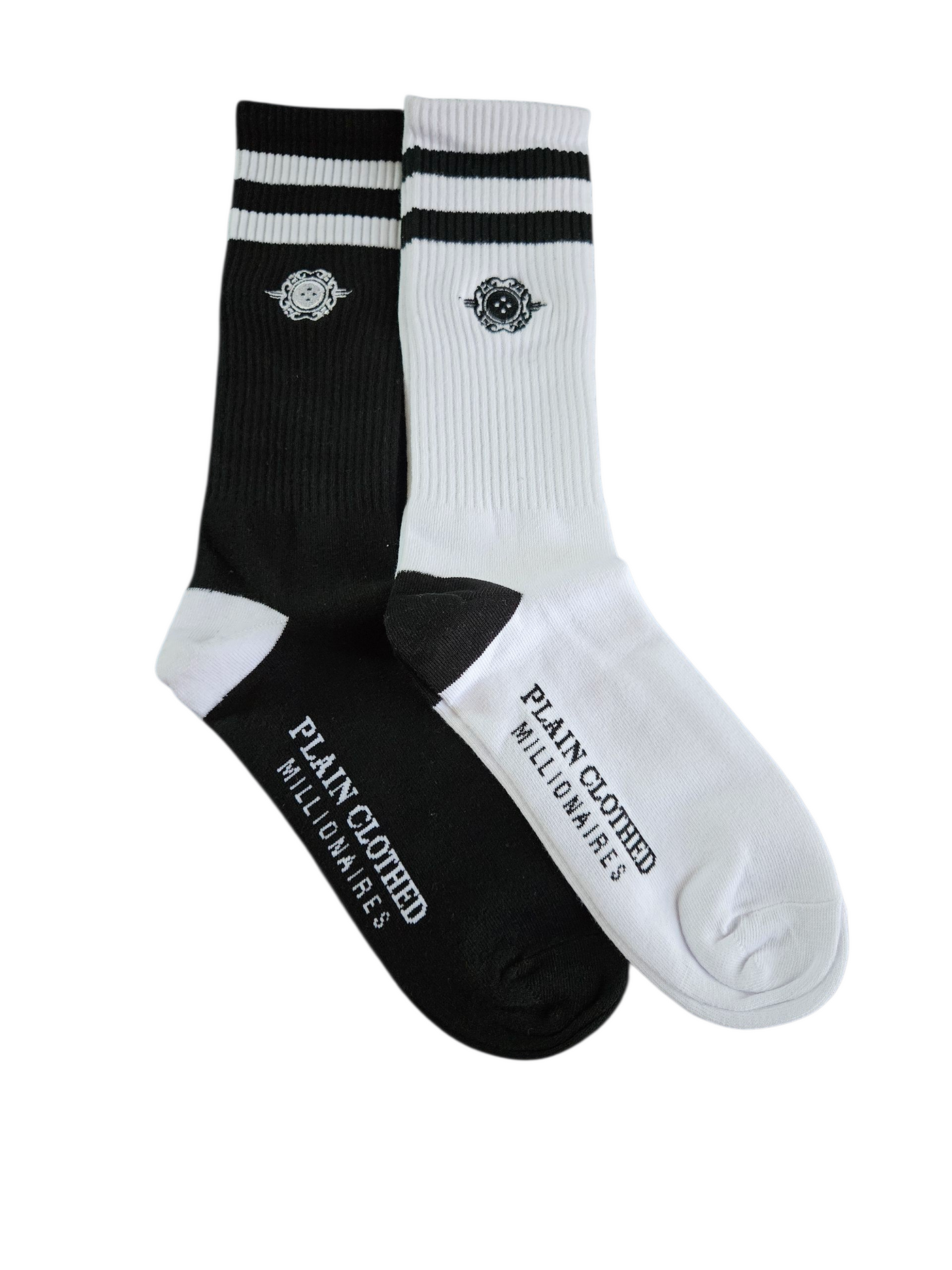 Signature Button Logo Calf Crew Socks by Plain Clothed Millionaires