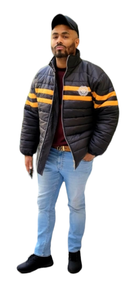 PCM Signature Logo Puffer Jacket Black & Gold