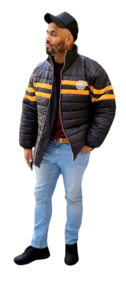 PCM Signature Logo Puffer Jacket Black & Gold
